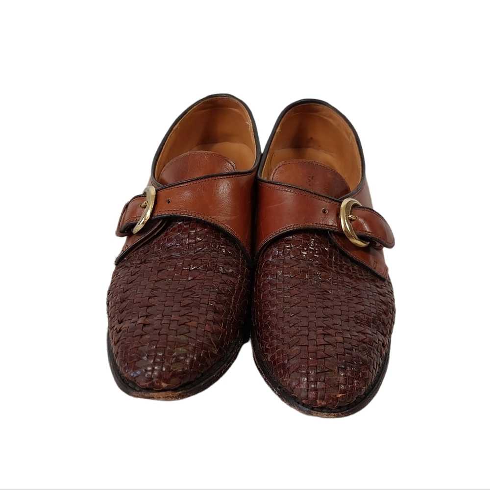 Allen Edmonds Vintage Brown Woven Leather Morgan Loafers